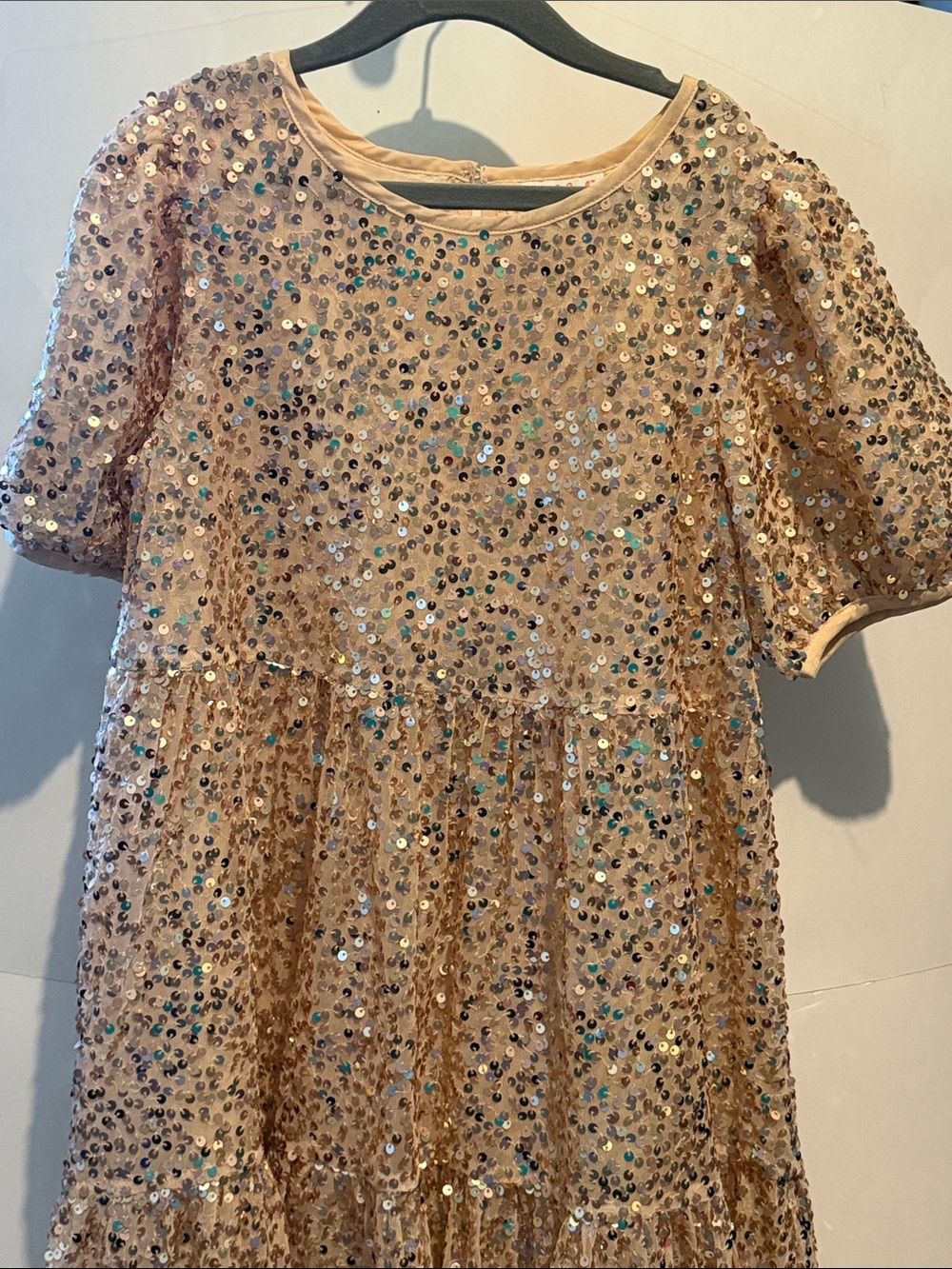 Cat & Jack Peach Sequin Tiered Party Dress